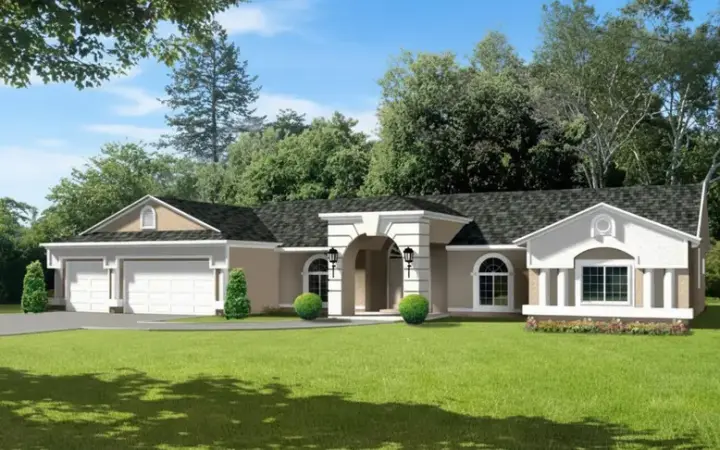 Southwest house plans 41-999 - front exterior, 2,747 sq ft, 3 bed, 2 bath house plans | Monster House Plans
