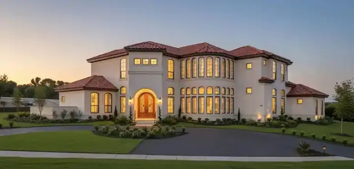 Mediterranean house plans 42-107 - front exterior, 3,804 sq ft, 4 bed, 4 bath house plans | Monster House Plans