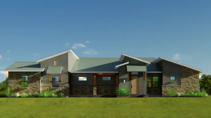 Modern house plans 42-111 - front exterior, 2,129 sq ft, 3 bed, 2 bath house plans | Monster House Plans