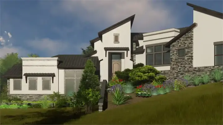 Contemporary house plans 42-112 - front exterior, 3,010 sq ft, 4 bed, 3 bath house plans | Monster House Plans