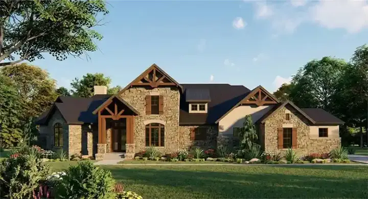 Traditional house plans 42-119 - front exterior, 3,886 sq ft, 4 bed, 3 bath house plans | Monster House Plans