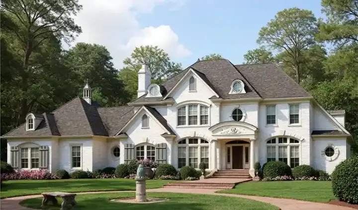 French Country house plans 42-120 - front exterior, 4,040 sq ft, 4 bed, 3 bath house plans | Monster House Plans