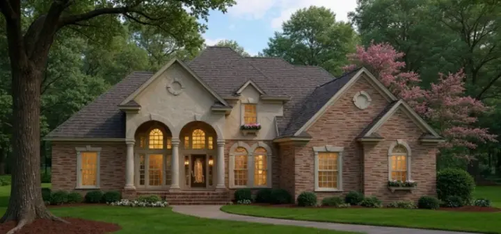Acadian house plans 42-123 - front exterior, 3,683 sq ft, 4 bed, 3 bath house plans | Monster House Plans