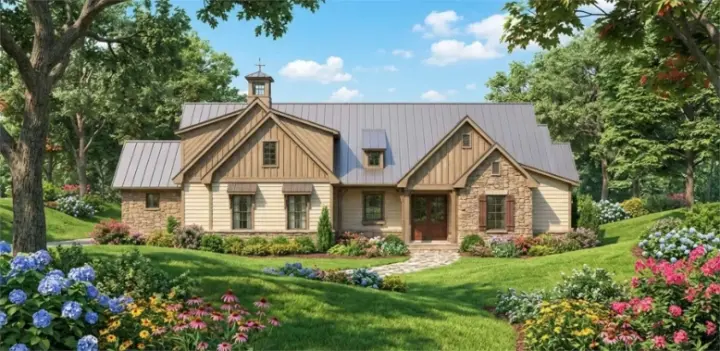 Modern Farmhouse house plans 42-255 - front exterior, 3,273 sq ft, 4 bed, 3 bath house plans | Monster House Plans