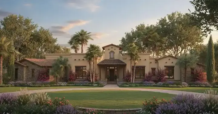 Southwest house plans 42-282 - front exterior, 2,837 sq ft, 4 bed, 3 bath house plans | Monster House Plans