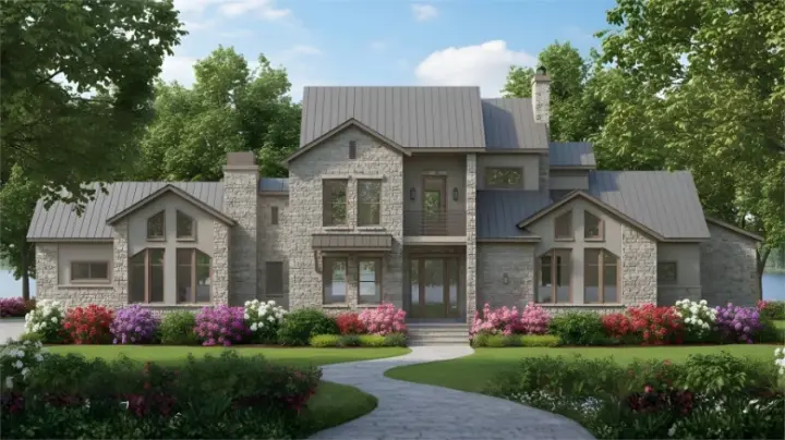 Luxury house plans 42-455 - front exterior, 4,401 sq ft, 4 bed, 5 bath house plans | Monster House Plans