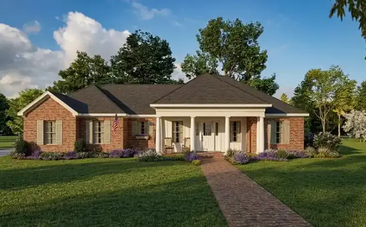 Southern house plans 42-550 - front exterior, 1,928 sq ft, 3 bed, 2 bath house plans | Monster House Plans
