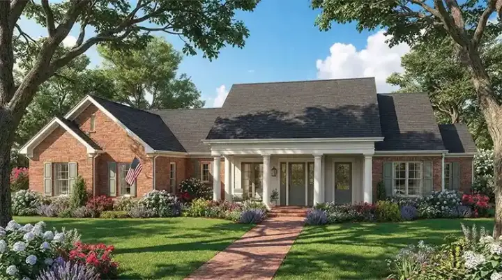 Country house plans 42-552 - front exterior, 2,257 sq ft, 4 bed, 3 bath house plans | Monster House Plans