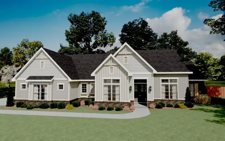 Modern Farmhouse house plans 42-555 - front exterior, 2,797 sq ft, 4 bed, 3 bath house plans | Monster House Plans