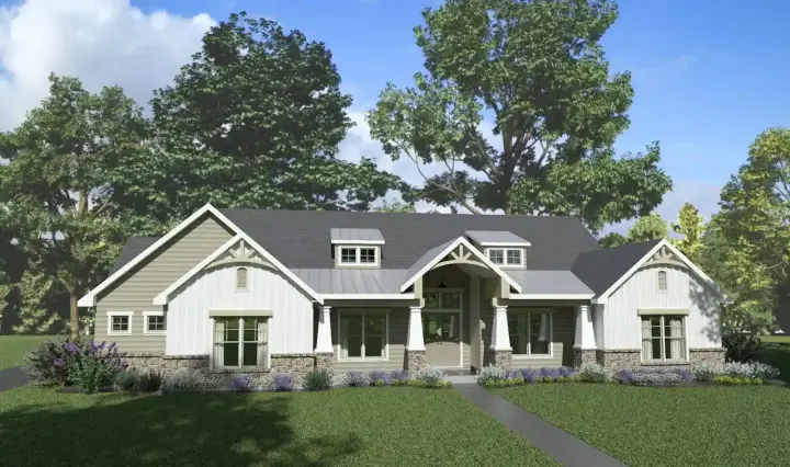 Craftsman house plans 42-556 - front exterior, 2,815 sq ft, 3 bed, 2 bath house plans | Monster House Plans