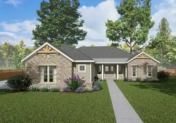 Craftsman house plans 42-557 - front exterior, 2,920 sq ft, 3 bed, 3 bath house plans | Monster House Plans
