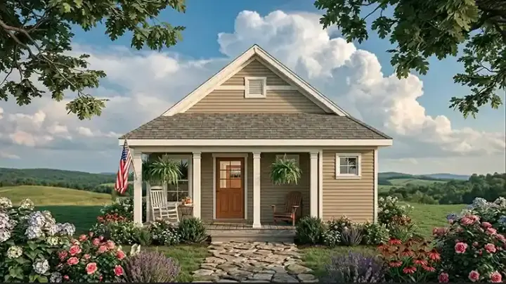 Accessory Dwelling Unit house plans 42-568 - front exterior, 774 sq ft, 2 bed, 1 bath house plans | Monster House Plans