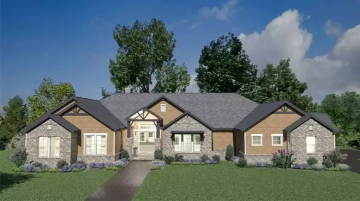 Ranch house plans 42-574 - front exterior, 4,695 sq ft, 4 bed, 4 bath house plans | Monster House Plans