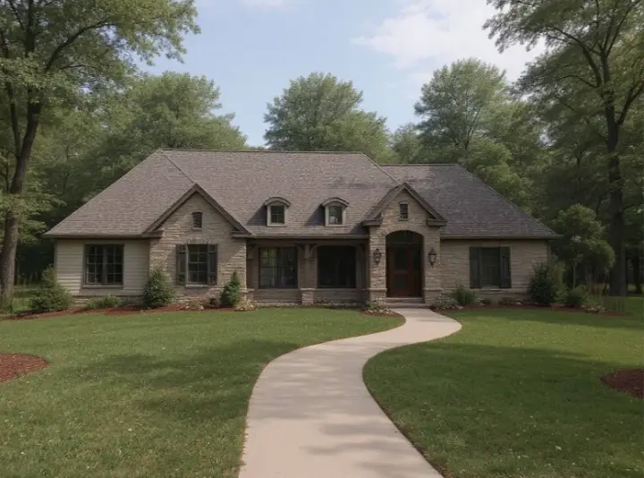 French Country house plans 42-579 - front exterior, 2,111 sq ft, 3 bed, 2 bath house plans | Monster House Plans