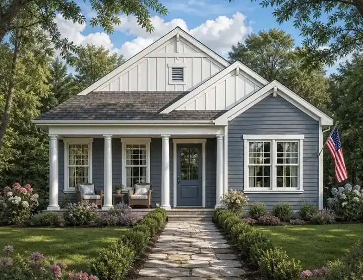 Accessory Dwelling Unit house plans 42-584 - front exterior, 919 sq ft, 2 bed, 1 bath house plans | Monster House Plans