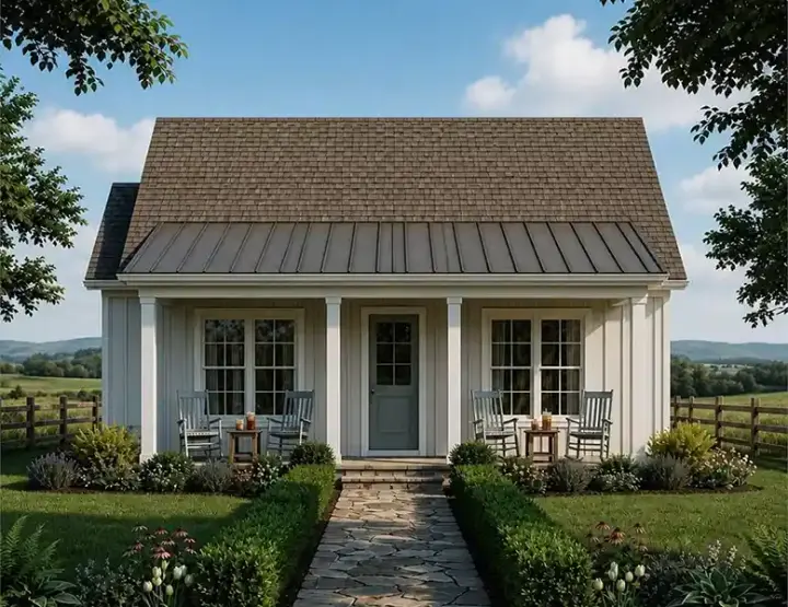 Cottage house plans 42-596 - front exterior, 1,118 sq ft, 3 bed, 2 bath house plans | Monster House Plans