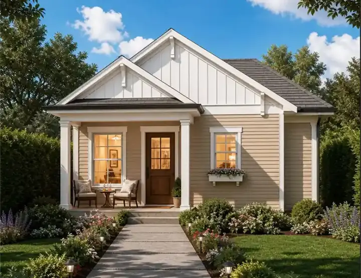 Accessory Dwelling Unit house plans 42-597 - front exterior, 642 sq ft, 2 bed, 1 bath house plans | Monster House Plans