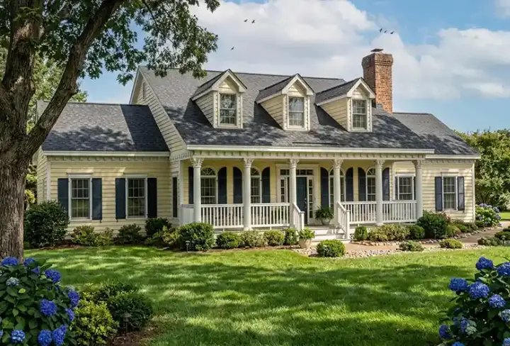 Country house plans 43-105 - front exterior, 1,331 sq ft, 3 bed, 2 bath house plans | Monster House Plans