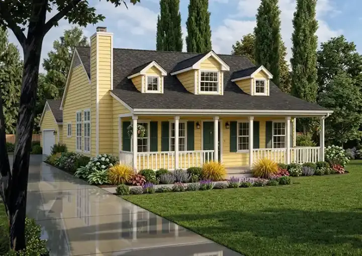 Country house plans 43-108 - front exterior, 1,409 sq ft, 3 bed, 2 bath house plans | Monster House Plans