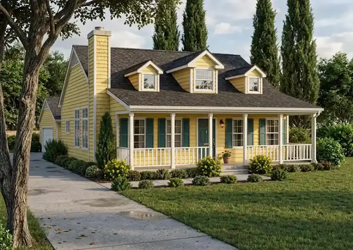 Country house plans 43-109 - front exterior, 1,410 sq ft, 3 bed, 2 bath house plans | Monster House Plans