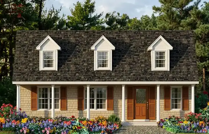 Country house plans 43-114 - front exterior, 1,500 sq ft, 3 bed, 2 bath house plans | Monster House Plans