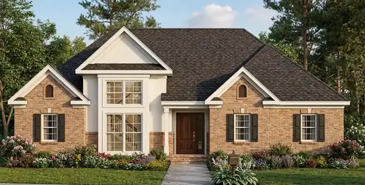 Southern Colonial house plans 43-122 - front exterior, 1,540 sq ft, 3 bed, 2 bath house plans | Monster House Plans