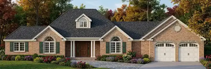 Traditional house plans 43-148 - front exterior, 1,850 sq ft, 4 bed, 2 bath house plans | Monster House Plans