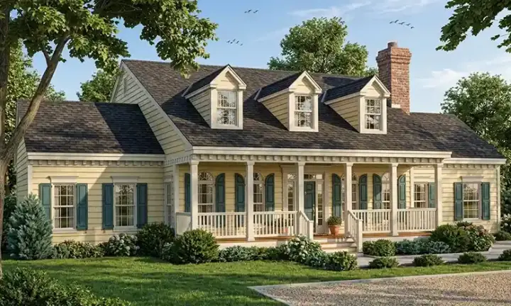 Country house plans 43-155 - front exterior, 1,990 sq ft, 3 bed, 2 bath house plans | Monster House Plans