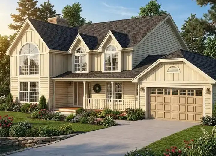 Country house plans 43-166 - front exterior, 2,146 sq ft, 4 bed, 2 bath house plans | Monster House Plans