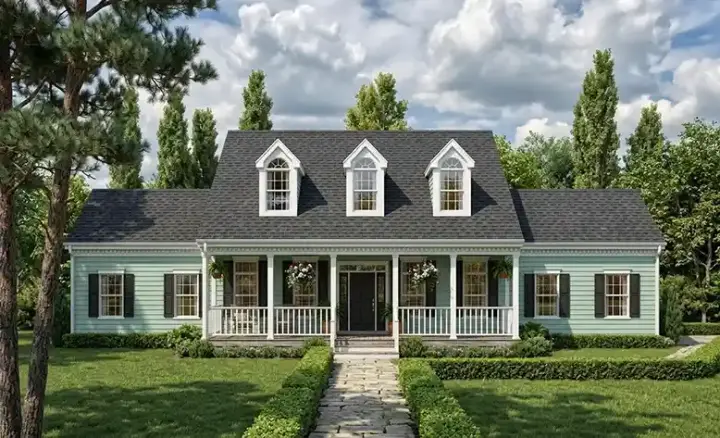 Country house plans 43-173 - front exterior, 2,210 sq ft, 4 bed, 2 bath house plans | Monster House Plans