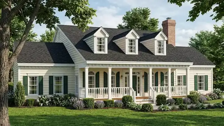 Country house plans 43-176 - front exterior, 2,219 sq ft, 4 bed, 2 bath house plans | Monster House Plans