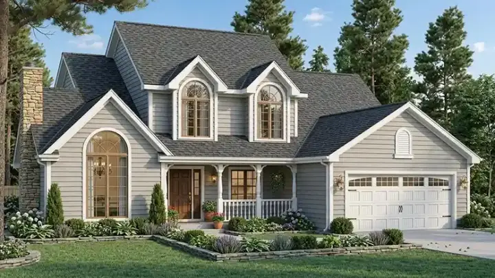 Traditional house plans 43-191 - front exterior, 2,368 sq ft, 5 bed, 3 bath house plans | Monster House Plans