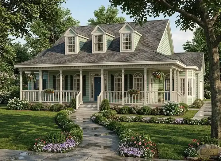 Country house plans 43-194 - front exterior, 2,401 sq ft, 5 bed, 2 bath house plans | Monster House Plans