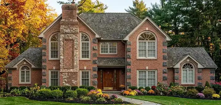 European house plans 43-195 - front exterior, 2,411 sq ft, 4 bed, 3 bath house plans | Monster House Plans