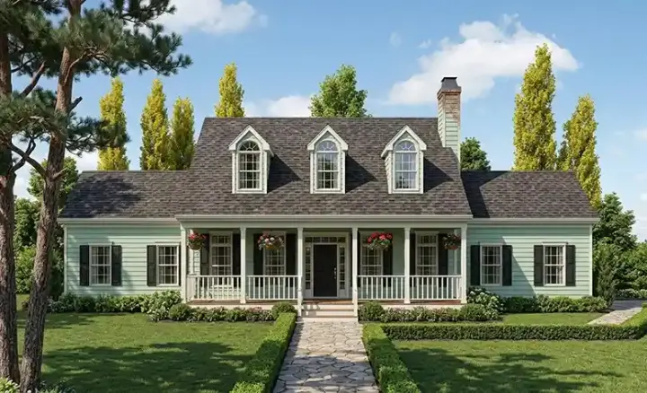 Country house plans 43-201 - front exterior, 2,451 sq ft, 4 bed, 2 bath house plans | Monster House Plans