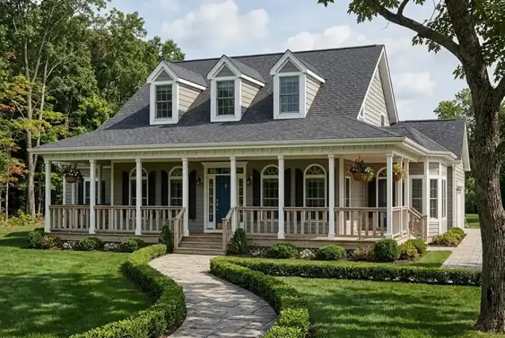 Country house plans 43-211 - front exterior, 2,653 sq ft, 5 bed, 2 bath house plans | Monster House Plans