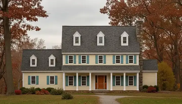 Colonial house plans 43-215 - front exterior, 2,717 sq ft, 4 bed, 2 bath house plans | Monster House Plans