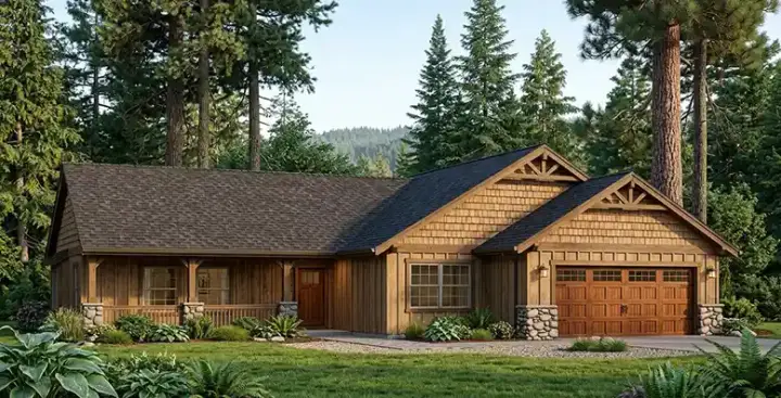 Craftsman house plans 44-105 - front exterior, 1,622 sq ft, 3 bed, 2 bath house plans | Monster House Plans