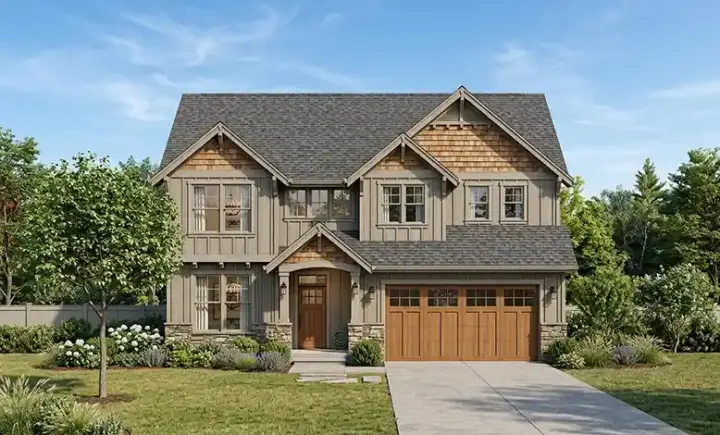 Craftsman house plans 44-463 - front exterior, 2,929 sq ft, 4 bed, 2 bath house plans | Monster House Plans