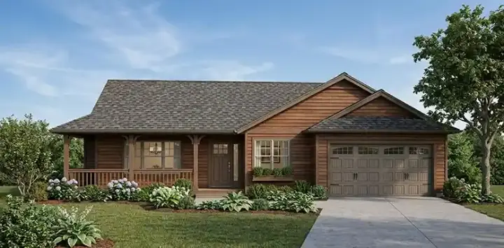 Farmhouse house plans 44-469 - front exterior, 1,640 sq ft, 3 bed, 2 bath house plans | Monster House Plans