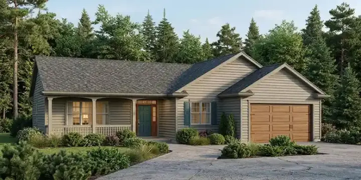 Traditional house plans 44-470 - front exterior, 1,424 sq ft, 3 bed, 2 bath house plans | Monster House Plans