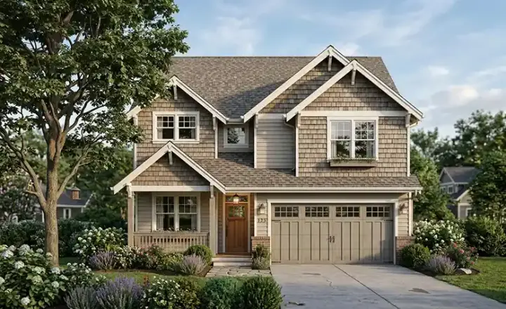 Craftsman house plans 44-473 - front exterior, 2,178 sq ft, 3 bed, 2 bath house plans | Monster House Plans