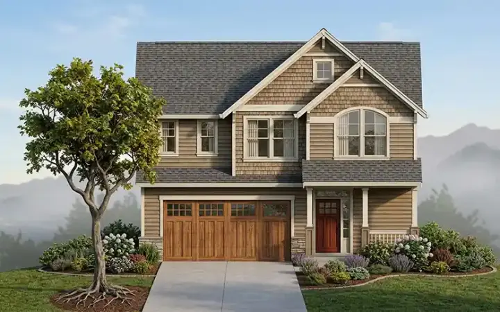 Northwest house plans 44-484 - front exterior, 2,616 sq ft, 4 bed, 2 bath house plans | Monster House Plans