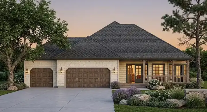 Ranch house plans 44-491 - front exterior, 1,747 sq ft, 3 bed, 2 bath house plans | Monster House Plans
