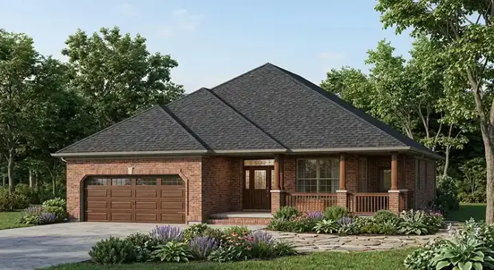 Ranch house plans 44-493 - front exterior, 1,981 sq ft, 3 bed, 2 bath house plans | Monster House Plans