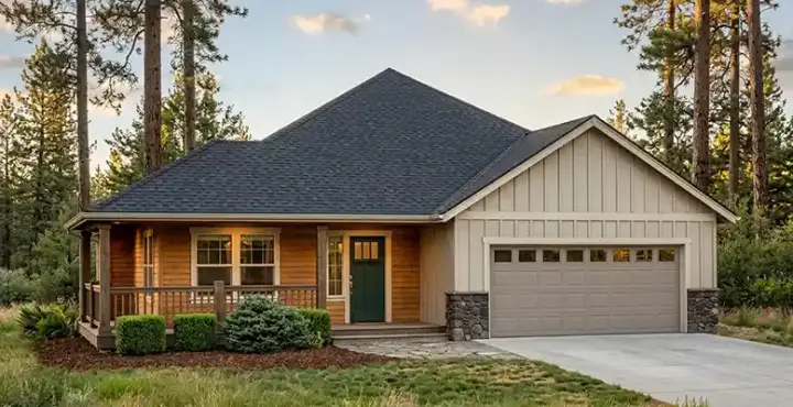 Ranch house plans 44-494 - front exterior, 1,705 sq ft, 3 bed, 2 bath house plans | Monster House Plans