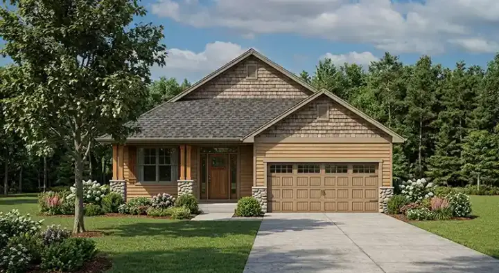 Craftsman house plans 44-495 - front exterior, 1,732 sq ft, 3 bed, 2 bath house plans | Monster House Plans