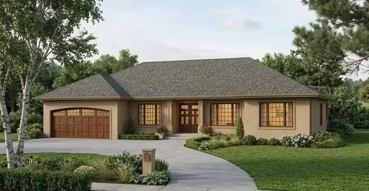 Traditional house plans 44-496 - front exterior, 1,779 sq ft, 3 bed, 2 bath house plans | Monster House Plans