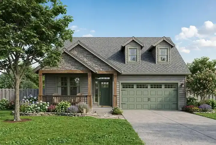 Country house plans 44-503 - front exterior, 1,544 sq ft, 3 bed, 2 bath house plans | Monster House Plans