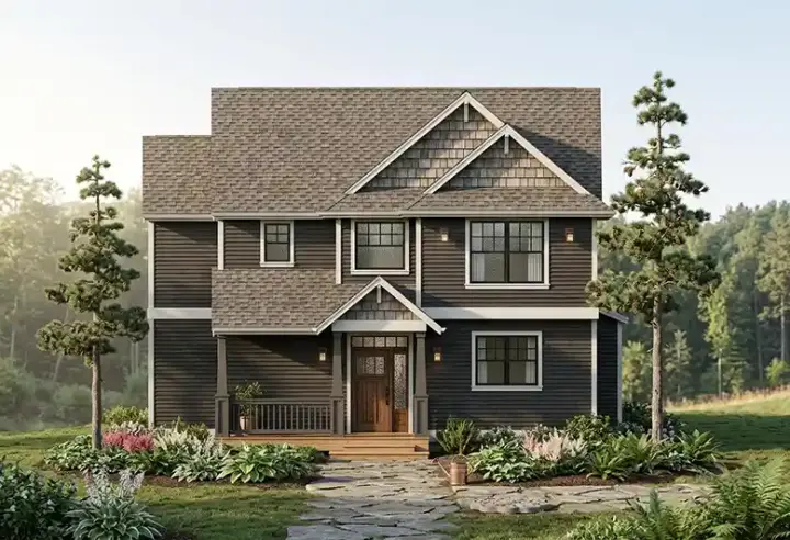 Country house plans 44-511 - front exterior, 1,873 sq ft, 4 bed, 2 bath house plans | Monster House Plans